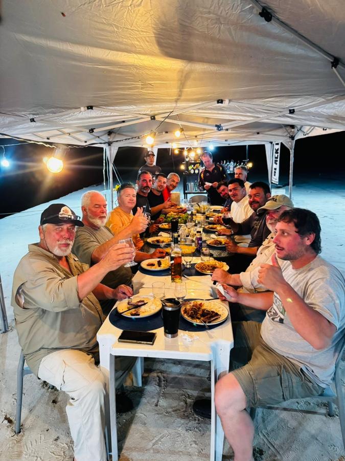 Chef-prepared dinner spread on the expedition